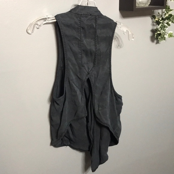 Free People Navy Boho Zip Vest sz S - Picture 5 of 7